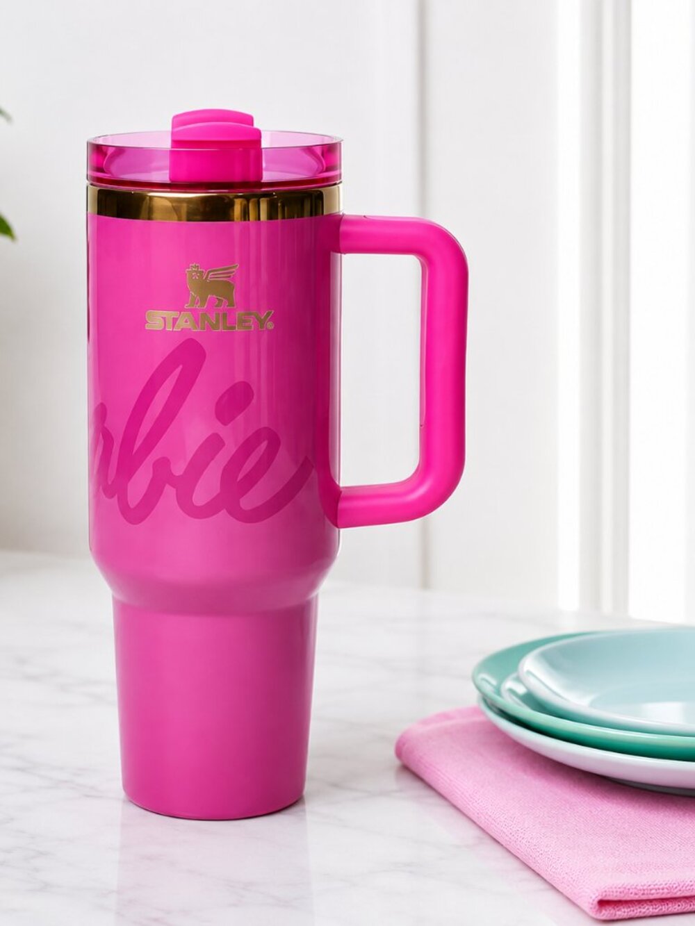 Barbie x Stanley 40 oz Tumbler Pink Quencher Insulated Cup with Handle - Picture 2 of 3